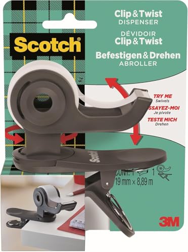 Scotch Clip & Twist Klebeband-Abroller C19, Grau + Scotch Magic Unsichtbares Klebeband, 19mm × 8,89m, 1Rolle/Packung Scotch Clip & Twist Klebeband-Abroller C19, Grau + Scotch Magic Unsichtbares Klebeband, 19mm × 8,89m, 1Rolle/Packung von Scotch