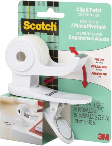 Scotch Clip & Twist Klebeband-Abroller C19, Weiß + Scotch Magic Unsichtbares Klebeband, 19 mm × 8,89 m, 1 Rolle/Packung Scotch Clip & Twist Klebeband-Abroller C19, Weiß + Scotch Magic Unsichtbares Klebeband, 19 mm × 8,89 m, 1 Rolle/Packung von Scotch