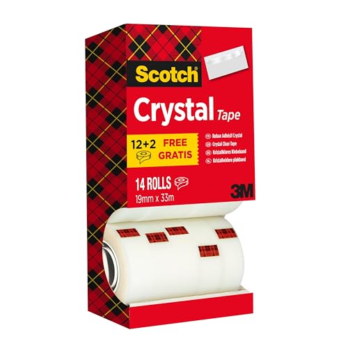 Scotch Crystal Klebeband, Vorteilspack, 19 mm x 33 m, 14 Rollen von Scotch