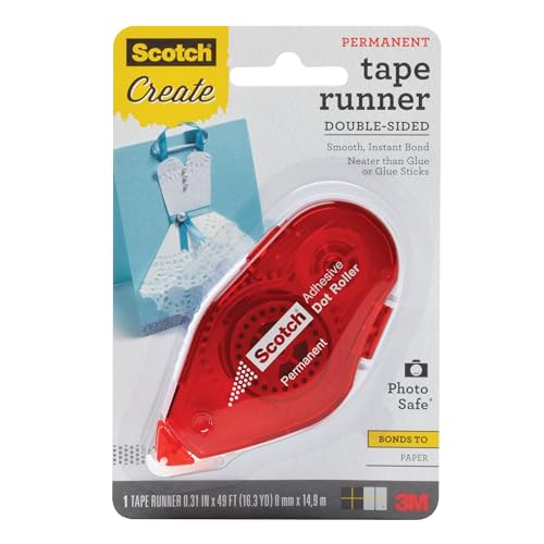 Scotch Doppelseitiger Klebeband, 78,7 cm x 15 m, permanent und fotosicher, 1 Stück von Scotch