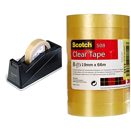 Scotch Klebebandabroller C10 – Tischabroller mit austauschbarem Rollkern in Schwarz & Transparentes Klebeband 508-8 Rollen - 19mm x 66m - Durchsichtiges Allzweckband für Schule, Heim und Büro Scotch Klebebandabroller C10 – Tischabroller mit austauschbarem Rollkern in Schwarz & Transparentes Klebeband 508-8 Rollen - 19mm x 66m - Durchsichtiges Allzweckband für Schule, Heim und Büro von Scotch
