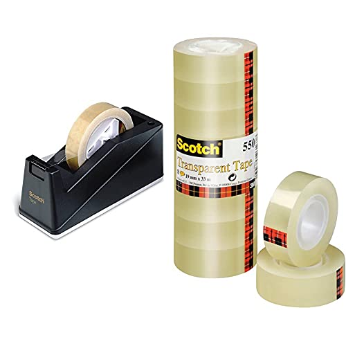 Scotch Klebebandabroller C10 – Tischabroller mit austauschbarem Rollkern in Schwarz & Transparentes Klebeband 550-8 Rollen - 19mm x 33m - Durchsichtiges Allzweckband für Schule, Heim und Büro Scotch Klebebandabroller C10 – Tischabroller mit austauschbarem Rollkern in Schwarz & Transparentes Klebeband 550-8 Rollen - 19mm x 33m - Durchsichtiges Allzweckband für Schule, Heim und Büro von Scotch