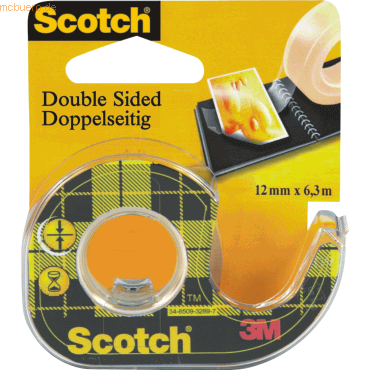 Scotch Klebefilm 6,3mx12mm doppelseitig im Handabroller transparent von Scotch