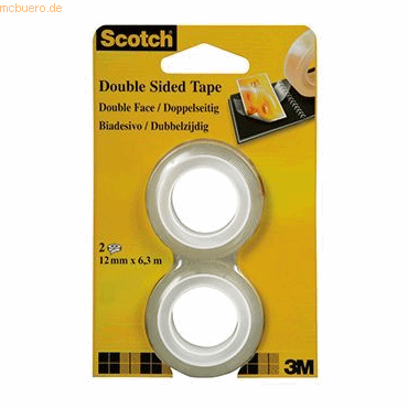 Scotch Klebefilm 6,3mx12mm doppelseitig transparent VE=2 Stück von Scotch