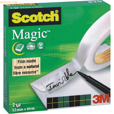Scotch Klebefilm Magic 66mx12mm matt VE=2 Stück von Scotch