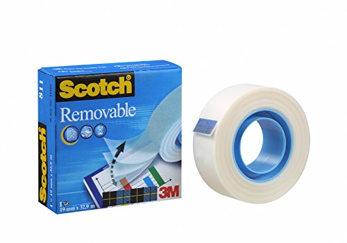 Scotch M8111933 Klebeband Magic 811 Zellulose Acetat, unsichtbar, wieder ablösbar, 33 m x 19 mm, 12 Stück von Scotch