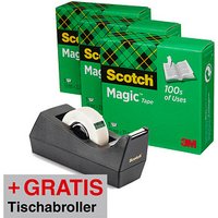 AKTION: Scotch Magic™ Tape Klebefilm matt 19,0 mm x 33,0 m 3 Rollen + GRATIS 1 Scotch Tischabroller von Scotch
