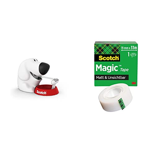 Scotch Tischabroller inkl. 1 Rolle Klebeband - Hunde Klebeband Abroller, auch für Kinder, weiß & Magic Klebeband – 1 Roll 19mm x 33m - Transparenter & matter Klebefilm für den alltäglichen Gebrauch Scotch Tischabroller inkl. 1 Rolle Klebeband - Hunde Klebeband Abroller, auch für Kinder, weiß & Magic Klebeband – 1 Roll 19mm x 33m - Transparenter & matter Klebefilm für den alltäglichen Gebrauch von Scotch