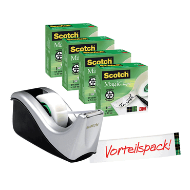 Scotch Tischabroller - inkl. 4 Rollen Magic Tape 810 silber/schwarz. von Scotch