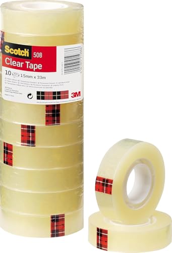 Scotch Transparentes Klebeband 508-10 Rollen - 15mm x 33m - Durchsichtiges Allzweckband für Schule, Heim und Büro Scotch Transparentes Klebeband 508-10 Rollen - 15mm x 33m - Durchsichtiges Allzweckband für Schule, Heim und Büro von Scotch