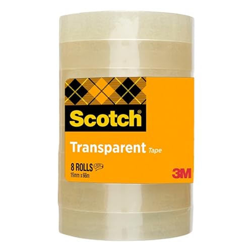 Scotch Transparentes Klebeband 508- 8 Rollen - 19mm x 66m - Durchsichtiges Allzweckband für Schule, Heim und Büro von Scotch