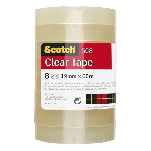 Scotch Transparentes Klebeband 508-8 Rollen - 19mm x 66m - Durchsichtiges Allzweckband für Schule, Heim und Büro Scotch Transparentes Klebeband 508-8 Rollen - 19mm x 66m - Durchsichtiges Allzweckband für Schule, Heim und Büro von Scotch