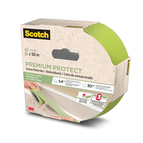 Scotch Premium Protect Malerabdeckband, 48 mm x 50 m - Vielseitiges Scotch Klebeband für Malerarbeiten und Dekoration, für Innen und Außen, Abklebeband Scotch Premium Protect Malerabdeckband, 48 mm x 50 m - Vielseitiges Scotch Klebeband für Malerarbeiten und Dekoration, für Innen und Außen, Abklebeband von ScotchBlue