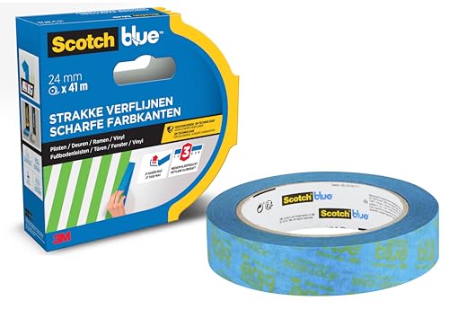 ScotchBlue Malerkrepp für Scharfe Linien, 24 mm x 41 m, Extrem Präzises Scotch Klebeband für Malerarbeiten, Abklebeband/Kreppband - Papier aus PEFC-kontrollierten Quellen hergestellt von ScotchBlue