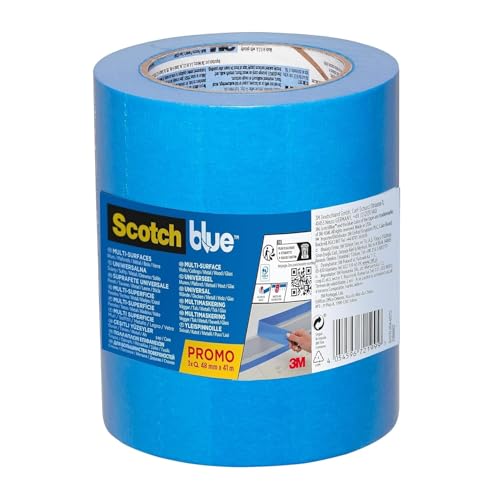 ScotchBlue Premium Malerabdeckband Multi-Surface, 48 mm x 41 m - Vielseitiges Scotch Klebeband für Malerarbeiten und Dekoration, für Innen und Außen, Abklebeband/Kreppband, 3 Stück/Packung - 70% PEFC von ScotchBlue