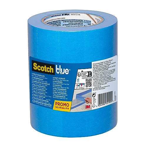 ScotchBlue Premium Malerabdeckband Multi-Surface, 48 mm x 41 m - Vielseitiges Scotch Klebeband für Malerarbeiten und Dekoration, für Innen und Außen, Abklebeband/Kreppband, 3 Stück/Packung - 70% PEFC von ScotchBlue