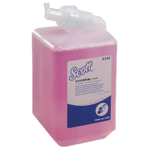 Scott Essential Schaum-Seife für die tägliche Verwendung 6340 – parfümierte Handseife – 1 x 1 Liter, Kassetten rosafarbener Handreiniger (insges. 1 l) von Scott
