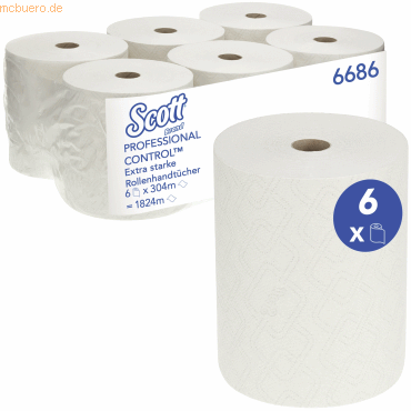 Scott Handtuchrolle Extra Strong 6686 304m weiß 6 Stück Scott Handtuchrolle Extra Strong 6686 304m weiß 6 Stück von Scott
