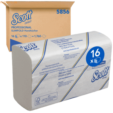 Scott Papierhandtuch Slimfold 5856 1-lagig 29,5x19cm weiß 1.760 Blatt von Scott