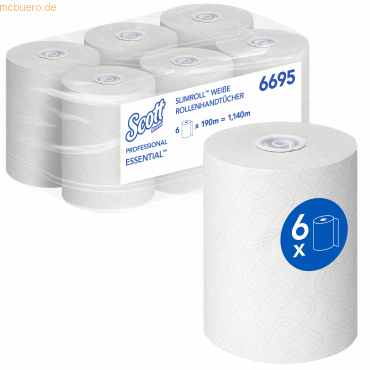 Scott Rollenhandtuch Essential 6695 1-lagig 190m AIRFLEX weiß 6 Stück von Scott