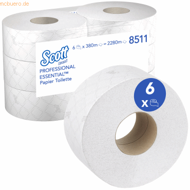 Scott Toilettenpapier 8511 2lagig 380m weiß 6 Rollen Scott Toilettenpapier 8511 2lagig 380m weiß 6 Rollen von Scott