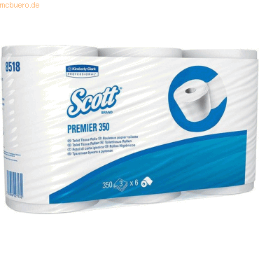 Scott Toilettenpapier Toilet Tissue 3-lagig hochweiß VE=6 Rollen von Scott