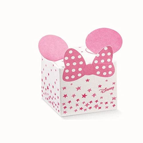 Bonbonniere Schachtel Würfel Konfekt Disney Minnie Maus Rosa Set 20 Stück Art. 68063 von Scotton