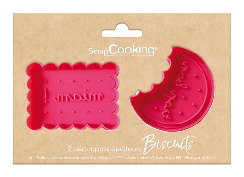 ScrapCooking - 2 Ausstechformen mit Auswerfer für Kekse – kleine Butter & Sandpapier – Keksausstecher in 3D – Prägewerkzeug für kleine Kuchen, Geburtstag – 2146 von ScrapCooking