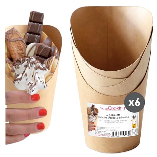 ScrapCooking - 6 Tüten für Churros & Bubble Waffeleisen - Runde Becher - Farbe Kraftpapier - Bubble Waffel - Ideal für Snacks, Geburtstage, Feste - Lebensmittelecht - 5506 ScrapCooking - 6 Tüten für Churros & Bubble Waffeleisen - Runde Becher - Farbe Kraftpapier - Bubble Waffel - Ideal für Snacks, Geburtstage, Feste - Lebensmittelecht - 5506 von ScrapCooking