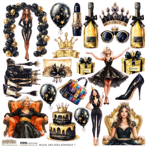 Scrapbooking Papier Sticker - ScrapLove - Black and Gold Birthday 1 Geburtstagsaccessoires von ScrapLove