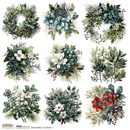 Scrapbooking Papier Sticker - ScrapLove - Christmas Flower 1 Weihnachtskranz Sträuße Scrapbooking Papier Sticker - ScrapLove - Christmas Flower 1 Weihnachtskranz Sträuße von ScrapLove