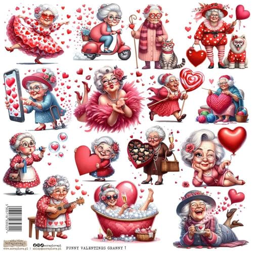 Scrapbooking Papier Sticker - ScrapLove - Funny Valentines Oma 1 verrückte Omas von ScrapLove