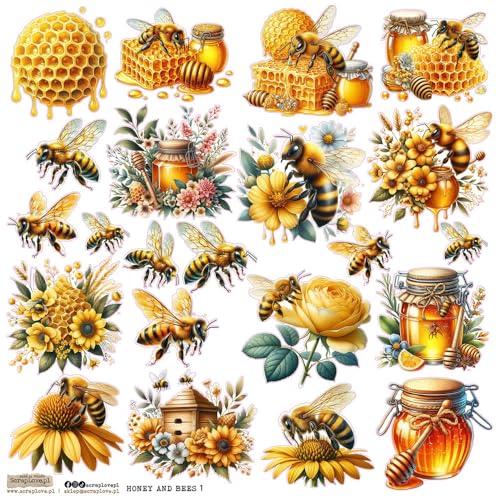 Scrapbooking Papier Sticker - ScrapLove - Honey and Bees 1 Bienen Honig von ScrapLove