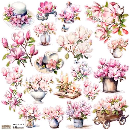 Scrapbooking Papier Sticker - ScrapLove - Magnolie Blumen von ScrapLove