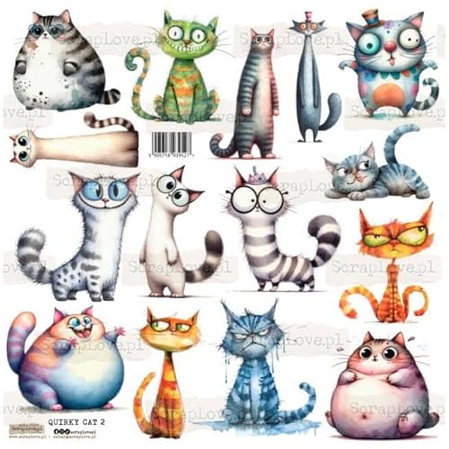 Scrapbooking Papier Sticker - ScrapLove - Quirky Cat 2 verrückte Katzen von ScrapLove