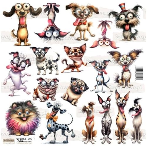 Scrapbooking Papier Sticker - ScrapLove - Quirky Dog 1 verrückte Hunde von ScrapLove