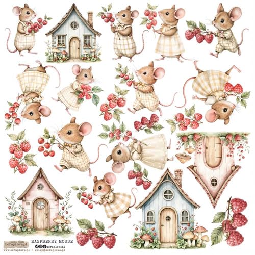 Scrapbooking Papier Sticker - ScrapLove - Raspberry Mouse 1 Maus Himbeer von ScrapLove