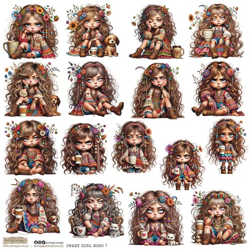 Scrapbooking Papier Sticker - ScrapLove - Sweet Girl Boho 1 Mädchen Scrapbooking Papier Sticker - ScrapLove - Sweet Girl Boho 1 Mädchen von ScrapLove
