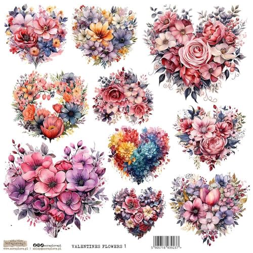 Scrapbooking Papier Sticker - ScrapLove - Valentines Flower 1 Blumenherz von ScrapLove