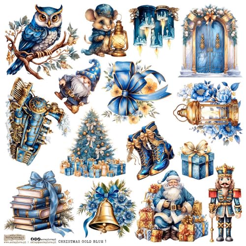 Scrapbooking Papieraufkleber - ScrapLove - Christmas Gold Blue 1 Tannenbaum Zwerge Geschenke Scrapbooking Papieraufkleber - ScrapLove - Christmas Gold Blue 1 Tannenbaum Zwerge Geschenke von ScrapLove