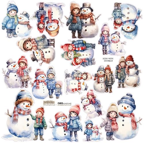 Scrapbooking Papieraufkleber - ScrapLove - Kids with snowman von ScrapLove