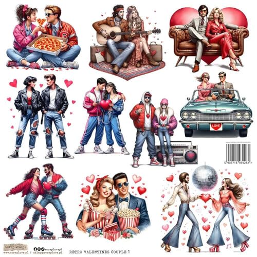 Scrapbooking Papieraufkleber - ScrapLove - Retro Valentines Couple 1 verliebte Paare von ScrapLove