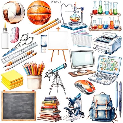 Scrapbooking Papieraufkleber - ScrapLove - Schule 5 Schulutensilien Bälle Tafel Scrapbooking Papieraufkleber - ScrapLove - Schule 5 Schulutensilien Bälle Tafel von ScrapLove