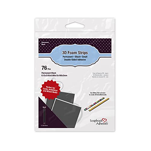 Scrapbook Adhesives 01408-10 Schaumstoffstreifen 3D Foam Strips, Papier Schaumstoff, Black, Einheitsgröße von Scrapbook Adhesives