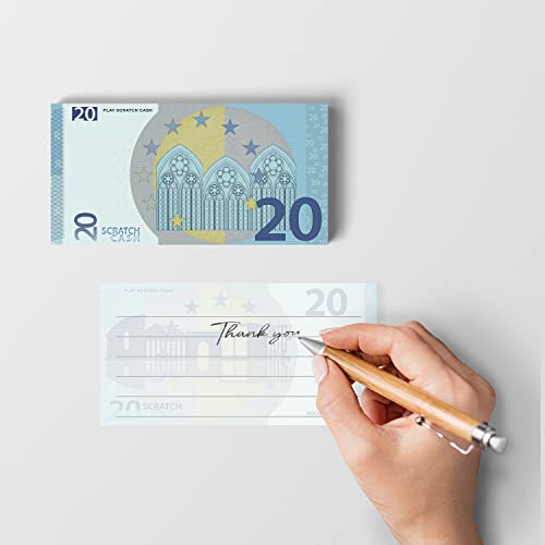 Scratch Cash Block 20 € Euro - 50 Banknoten zum Schreiben, Geld Gutscheine, Gutscheine, Gadget (tatsächliche Größe) von Scratch Lover