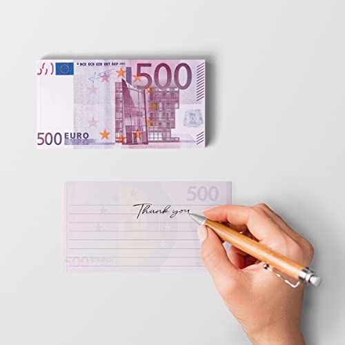 Scratch Cash Block 500 € Euro - 50 Banknoten, auf die Sie schreiben, Geld Coupon, Block Notes, Rabattgutscheine, Gadget (um 125% erhöhte Größe im Vergleich zu den realen Größen) von Scratch Lover