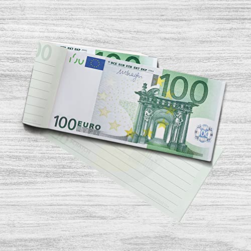 Scratch Cash Block 100 € Euro – 50 Banknoten zum Schreiben, Geld, Gutscheine, Rabattgutscheine, Gadgets (um 125% erhöhte Größe im Vergleich zu den echten) von Scratch Lover