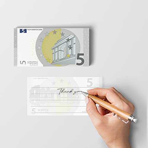 Scratch Cash Block 5 € Euro - 50 Banknoten zum Schreiben, Geld Gutscheine, Gutscheine, Gadget (tatsächliche Größe) von Scratch Lover