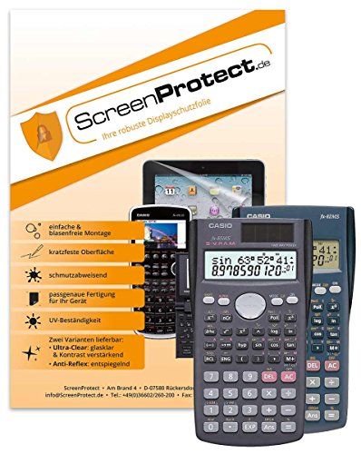 ScreenProtect Displayschutzfolie UltraClear für Casio FX-82 MS u. FX-85 MS mit Rakel und Microfasertuch von ScreenProtect