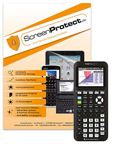 ScreenProtect Displayschutzfolie UltraClear für TI-84 Plus CE T/PY mit Rakel und Microfasertuch, SP TI 84+CE T UC von ScreenProtect